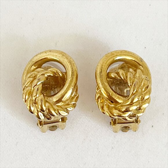 DIOR Vintage Twisted Knot Clip On Earrings Gold Plated - Picture 1 of 13